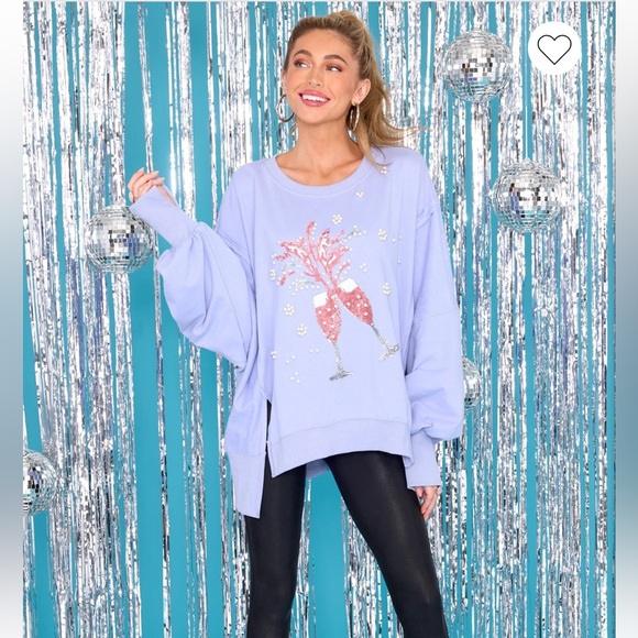 Red Dress Boutique Sweaters - POP THE BUBBLY LIGHT BLUE TOP worn 1 time hand washed perfect condition